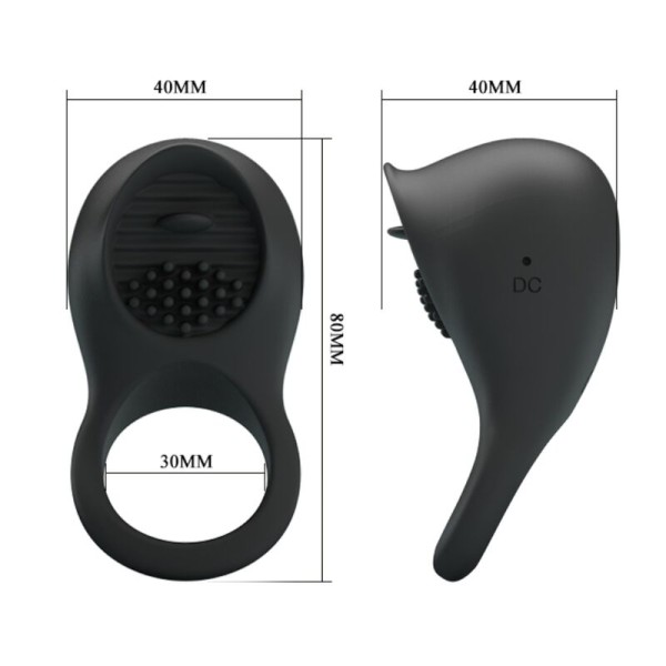 Pretty Love - Anneau Pénis Vibrant Avec Langue Noire