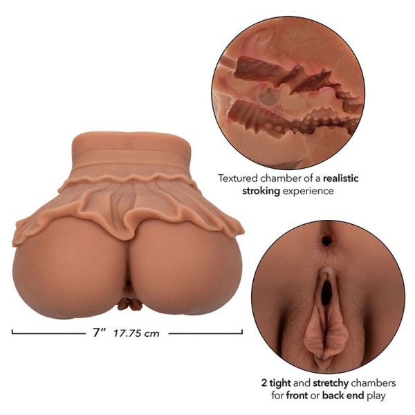 CALEXOTICS - LA REINE DU RETOUR À LA MAISON MASTURBATEUR DOUBLE RÉALISTE CARAMEL CALEXOTICS