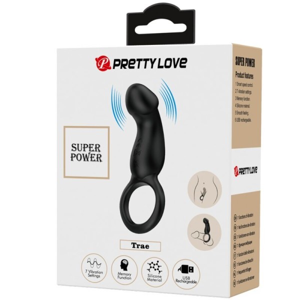 Pretty Love - Trae Anneau Vibrant Avec Stimulateur Noir