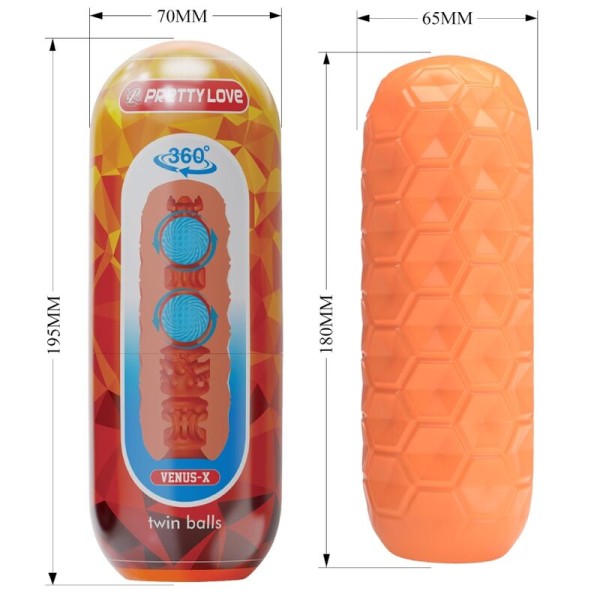 Pretty Love - Masturbador Masculino com Duas Bolas Laranja