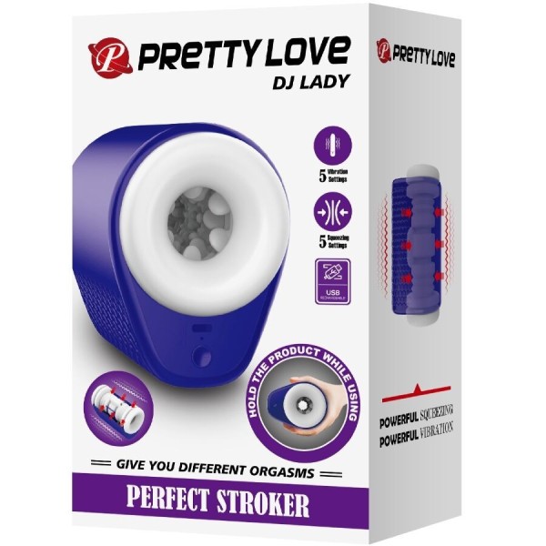 MASTURBATEUR POUR HOMME DJ LADY AVEC VIBRATION 5 RÉGLAGES VIOLET PRETTY LOVE MALE