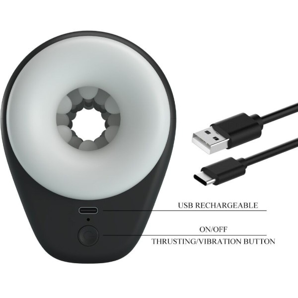 PRETTY LOVE - MASTURBATEUR POUR HOMME DJ GIRL AVEC VIBRATION 5 RÉGLAGES NEGRO PRETTY LOVE MALE