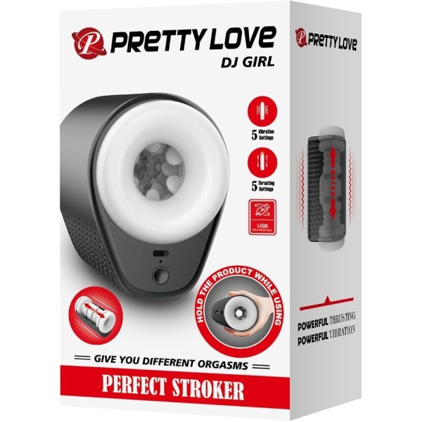 PRETTY LOVE - MASTURBATEUR POUR HOMME DJ GIRL AVEC VIBRATION 5 RÉGLAGES NEGRO PRETTY LOVE MALE