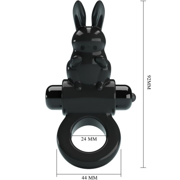 Pretty Love - Anneau Vibrateur Excitant Rabbit 10 Vibrations Noir