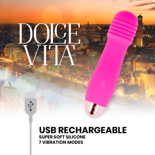 DOLCE VITA - VIBRATEUR RECHARGEABLE TROIS ROSE 7 VITESSES DOLCE VITA