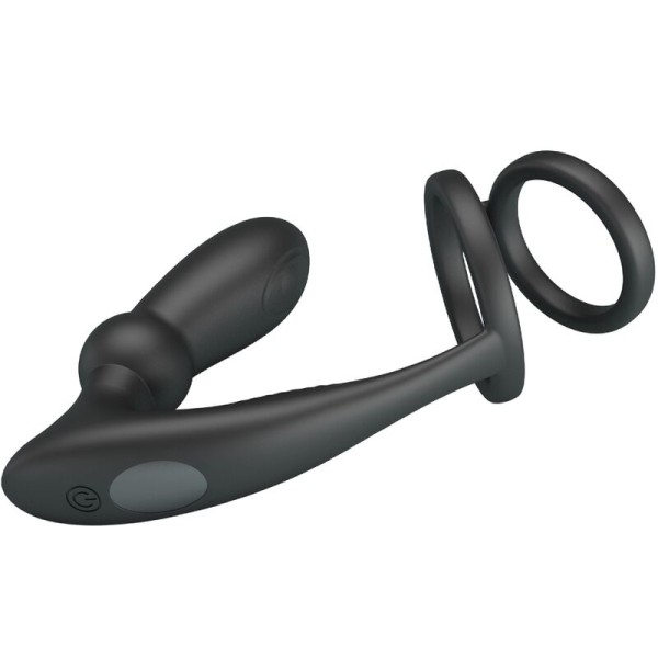 Pretty Love - Anneau Pénis Emoni + Plug Anal 12 Vibrations Noir