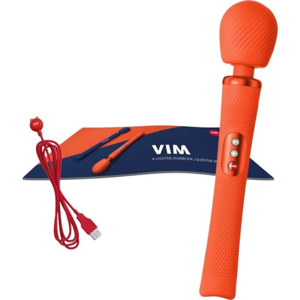 FUN FACTORY - VIM SILICONE RECARREGÁVEL VIBRANTE PESO RUMBLE WAND SUNRISE ORANGE FUN FACTORY