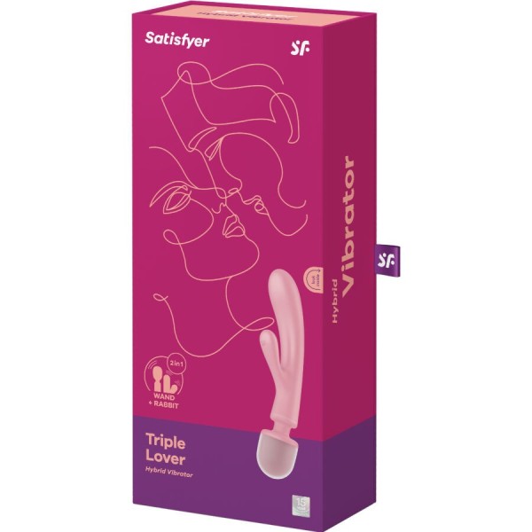 SATISFYER - MASAJEADOR VIBRADOR CONEJO TRIPLE LOVER ROSA VIBRADOR