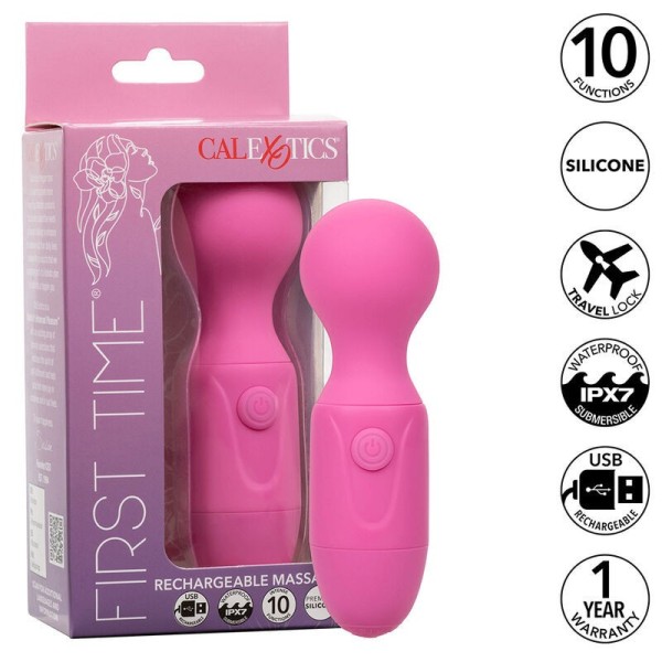 CALEXOTICS - FIRST TIME MASSEUR RECHARGEABLE 10 VIBRATIONS ROSE CALEXOTICS