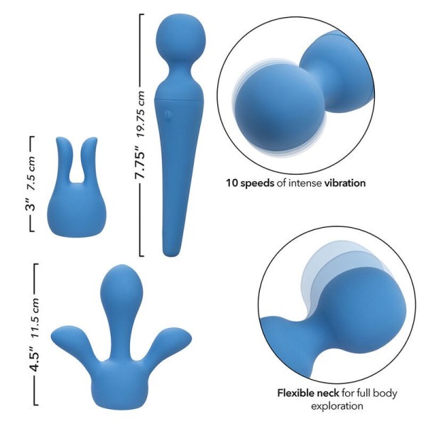 CALEXOTICS - COUTURE KIT VIBRATEUR WAND 10 VIBRATIONS BLEU CALEXOTICS