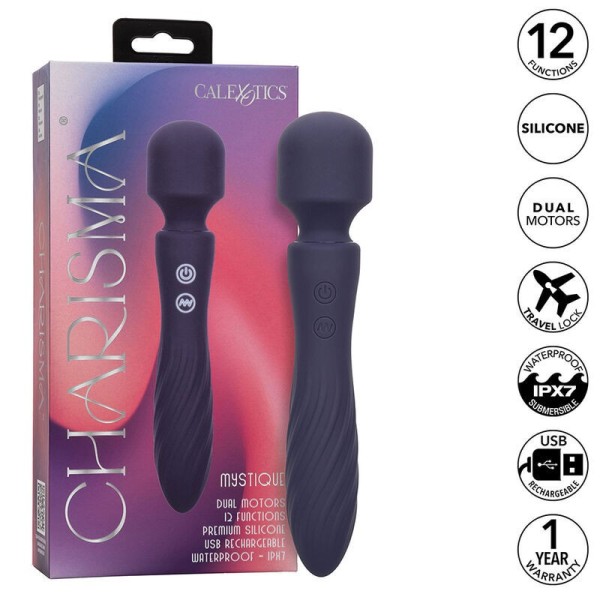 CALEXOTICS - CHARISMA MYSTIQUE MASSEUR DOUBLE MOTEURS 12 FONCTIONS 20,5 CM X 4,5 CM VIOLET CALEXOTICS