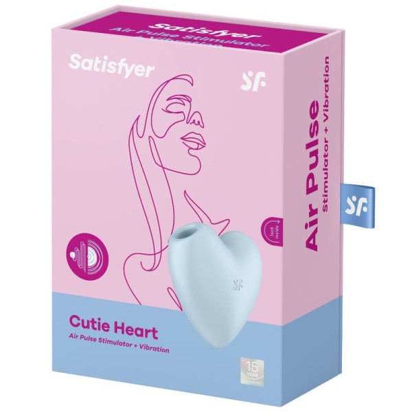 SATISFYER - CUTIE HEART STIMULATEUR ET VIBRATEUR DE PULSE D'AIR BLEU SATISFYER AIR PULSE