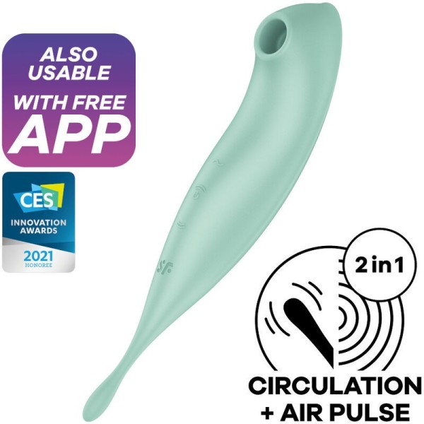 SATISFYER - APPLICATION DE STIMULATEUR ET VIBRATEUR TWIRLING PRO+ VERT SATISFYER CONNECT