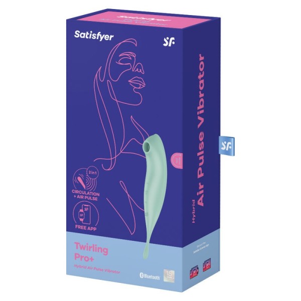 SATISFYER - APPLICATION DE STIMULATEUR ET VIBRATEUR TWIRLING PRO+ VERT SATISFYER CONNECT