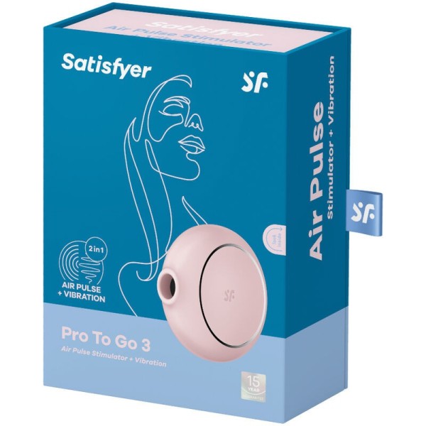 SATISFYER - STIMULATEUR ET VIBRATEUR DOUBLE AIR PULSE PRO TO GO 3 ROSE SATISFYER AIR PULSE