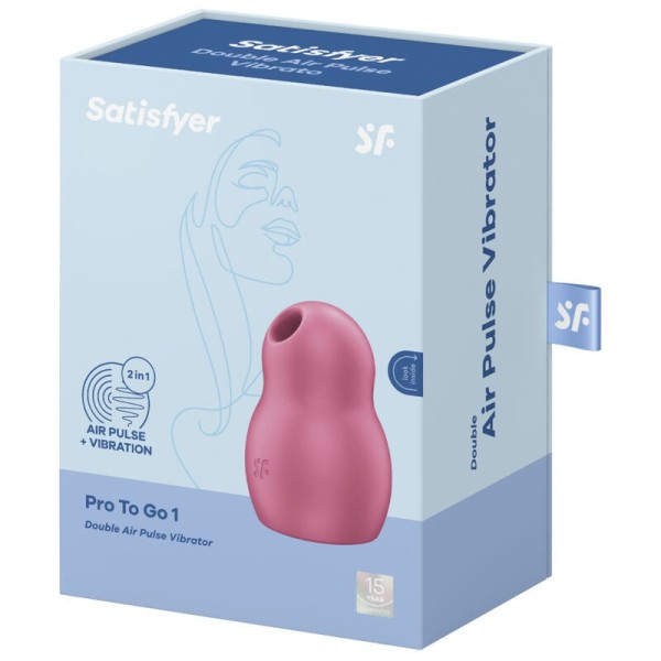 SATISFYER - STIMULATEUR ET VIBRATEUR DOUBLE AIR PULSE PRO TO GO 1 ROUGE SATISFYER AIR PULSE