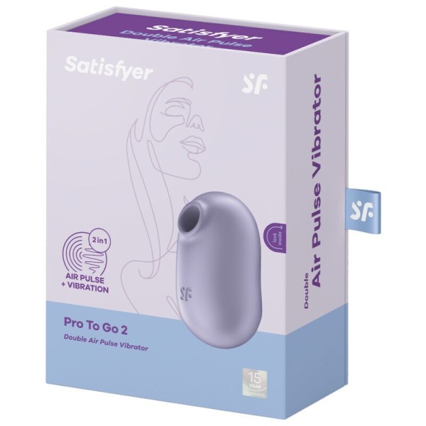 SATISFYER - STIMULATEUR ET VIBRATEUR DOUBLE AIR PULSE PRO TO GO 2 VIOLET SATISFYER AIR PULSE