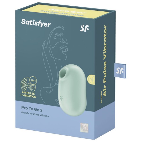 SATISFYER - STIMULATEUR ET VIBRATEUR DOUBLE AIR PULSE PRO TO GO 2 VERT SATISFYER AIR PULSE