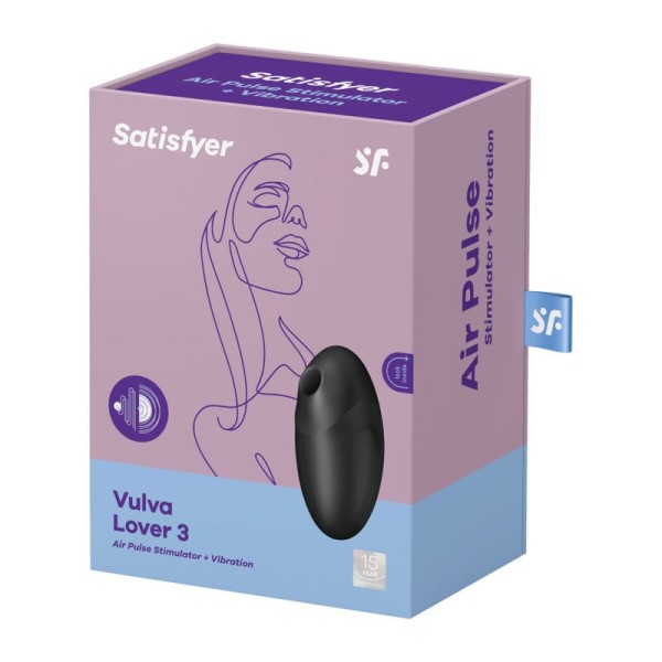 SATISFYER - VULVA LOVER 3 ESTIMULADOR E VIBRADOR PRETO SATISFYER AIR PULSE