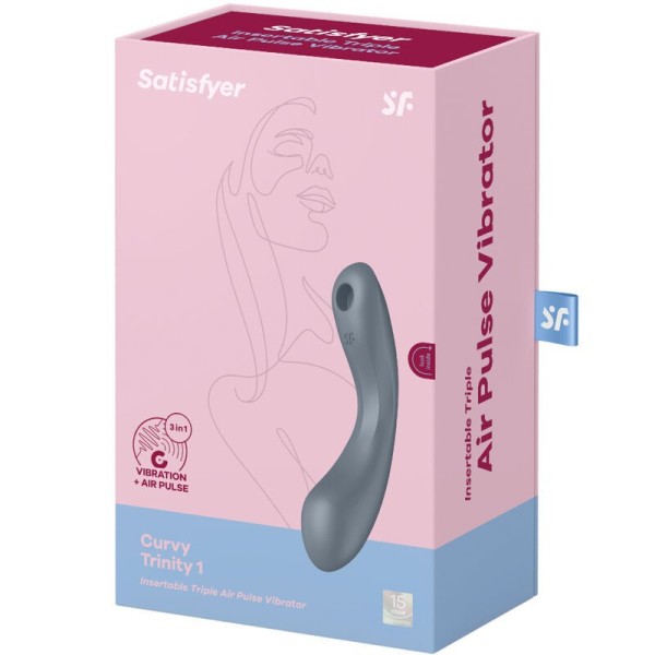 SATISFYER - CURVE TRINITY 1 AIR PULSE VIBRATION GREY SATISFYER AIR PULSE