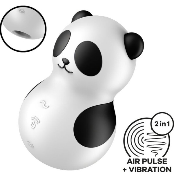 SATISFYER - ESTIMULADOR E VIBRADOR POCKET PANDA PRETO E BRANCO SATISFYER AIR PULSE