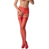 PASSION - S027 BAS ROUGES AVEC JARRETIÈRE TAILLE UNIQUE PASSION WOMAN GARTER & STOCK