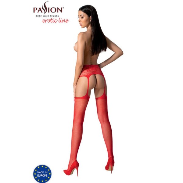 PASSION - S028 MEDIAS ROJAS CON LIGUERO TALLA ÚNICA PASSION MUJER