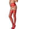PASSION - S030 BAS ROUGES AVEC JARRETIÈRE TAILLE UNIQUE PASSION WOMAN GARTER & STOCK