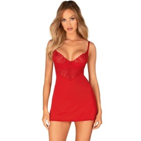 OBSESSIVE - CHEMISE & STRING INGRIDIA ROUGE XS/S OBSESSIVE CHEMISE