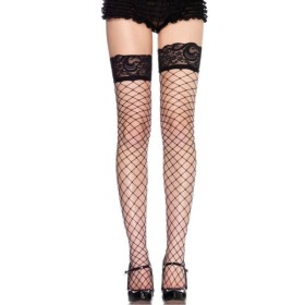 LEG AVENUE - BAS RÉSILLE ET DENTELLE NOIRE LEG AVENUE HOSIERY