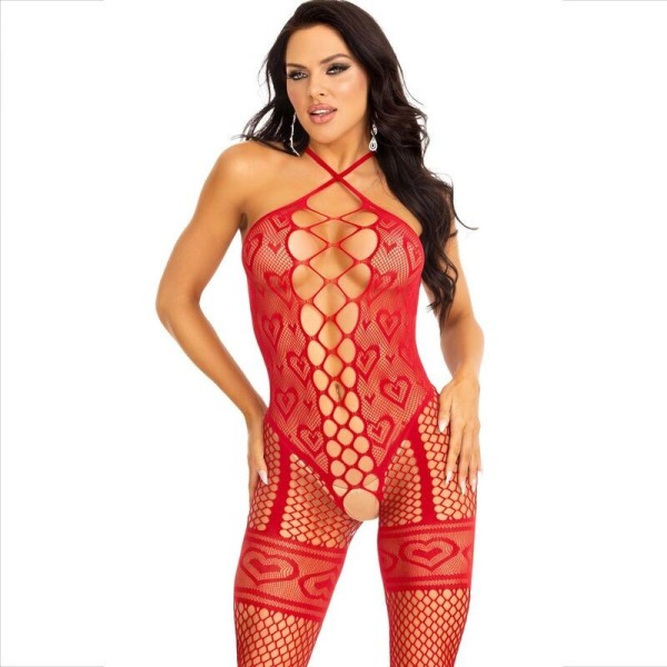 LEG AVENUE - BODYSTOCKING COU LICOL COEURS ROUGES ROUGE LEG AVENUE BODYSTOCKINGS