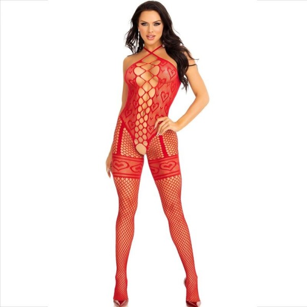 LEG AVENUE - BODYSTOCKING COU LICOL COEURS ROUGES ROUGE LEG AVENUE BODYSTOCKINGS