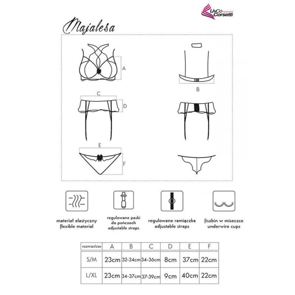 LIVCO CORSETTI FASHION - MAJALESA LC 90526 SOUTIEN-GORGE + JARRETIÈRE + CULOTTE NOIR LIVCO CORSETTI SETS