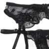 SUBBLIME - ENSEMBLE 3 PIÈCES SOUTIEN-GORGE + STRING + JARRETIÈRE IMPRIMÉ FLORAL NOIR S/M SUBBLIME SETS