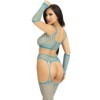 LEG AVENUE - CONJUNTOS DE CALCETINES Y GUANTES CROP TOP AZUL LEG 