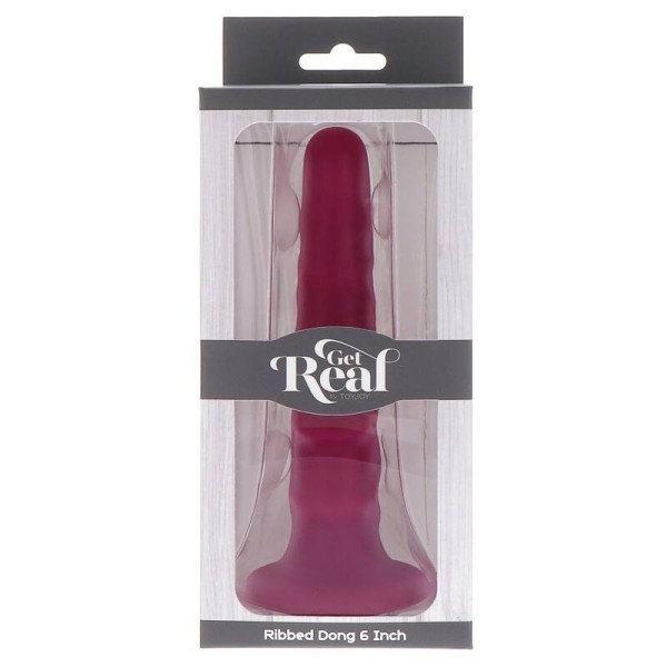 GET Real - Ribbed Dong 12 CM Rojo - Consoladores con correa