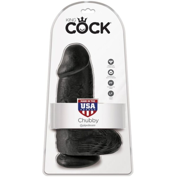 King Cock - Pénis Réaliste Chubby 23 CM Noir – Godes ceinture