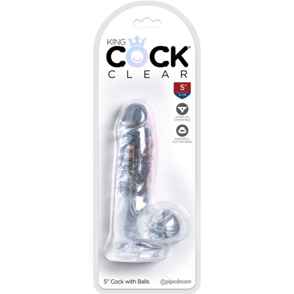 King Cock - Pene Realista Transparente Con Bolas 10,1 CM Transpar