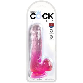 King Cock - Pênis Transparente Realista Com Bolas 13,5 CM Rosa