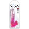 King Cock - Pene Realista Transparente Con Bolas 13,5 CM Rosa