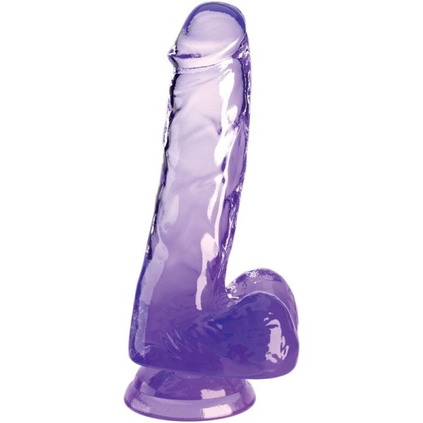 King Cock - Pene Realista Transparente Con Bolas 13,5 CM Morado
