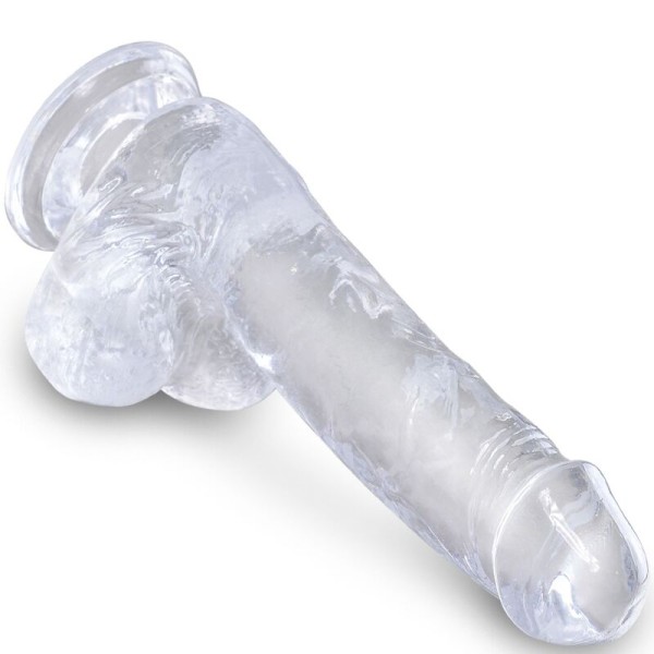 King Cock - Pene Realista Transparente Con Bolas 13,5 CM Transpar