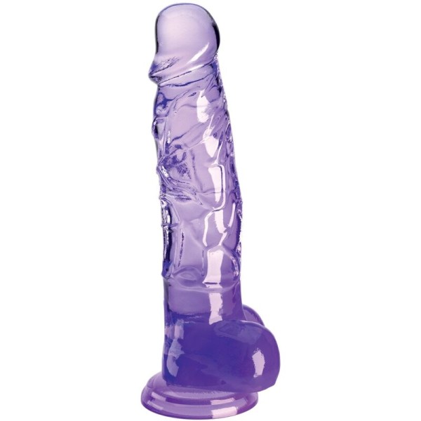 King Cock - Pene Realista Transparente Con Bolas 16,5 CM Morado