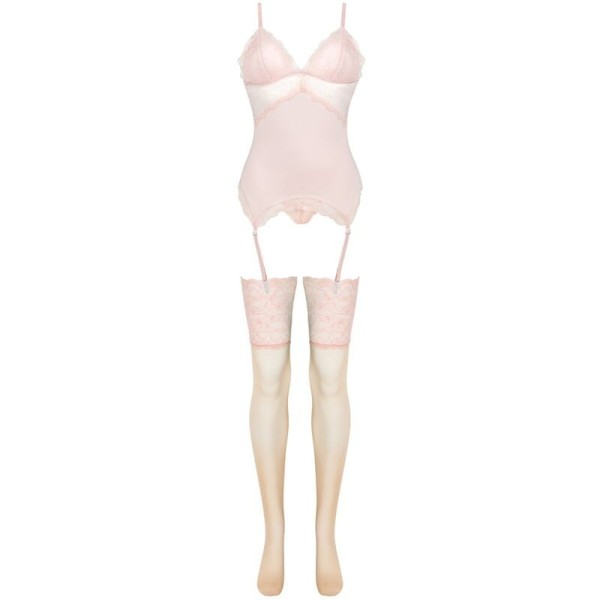 LIVCO CORSETTI FASHION - ENSEMBLE PERSINNE PÊCHE CORSET + CULOTTE + BAS LIVCO CORSETTI SETS