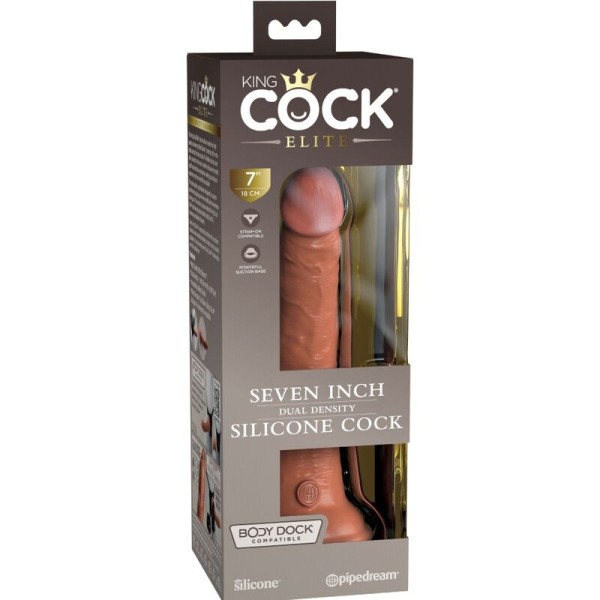 King Cock - Elite Gode Réaliste EN Silicone 17.8 CM Caramel
