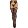 LEG AVENUE - BAS JARRETIÈRE DENTELLE FLORALE NOIR LEG AVENUE HOSIERY