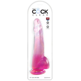 King Cock - Testículos Vibradores Transparentes 19 CM Rosa – Dildos Strap-on