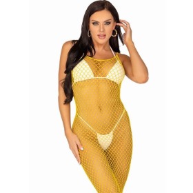 LEG AVENUE - ROBE LONGUE FILET JAUNE TAILLE UNIQUE LEG AVENUE DRESSES