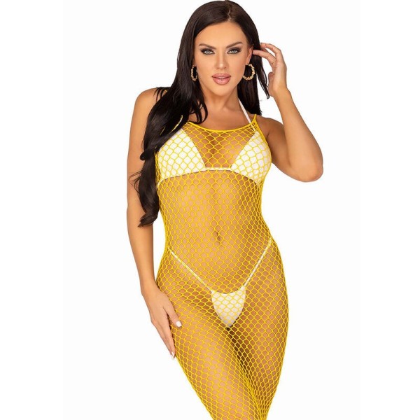 LEG AVENUE - ROBE LONGUE FILET JAUNE TAILLE UNIQUE LEG AVENUE DRESSES