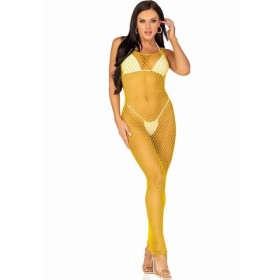 LEG AVENUE - ROBE LONGUE FILET JAUNE TAILLE UNIQUE LEG AVENUE DRESSES